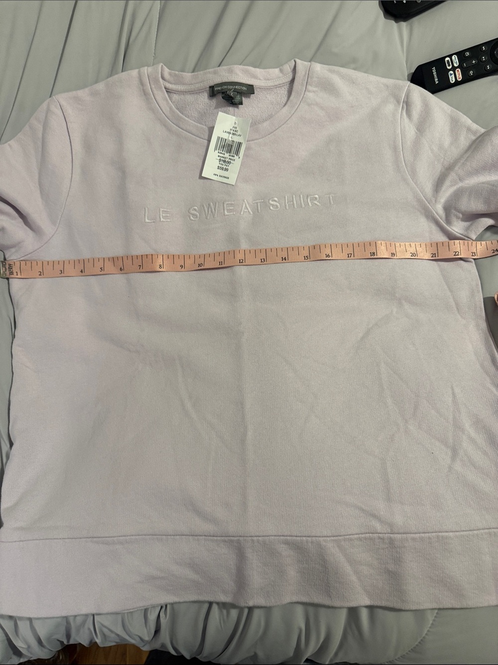 French Connection Light Lavender 'Le Sweatshirt' Short-Sleeve Sweatshirt